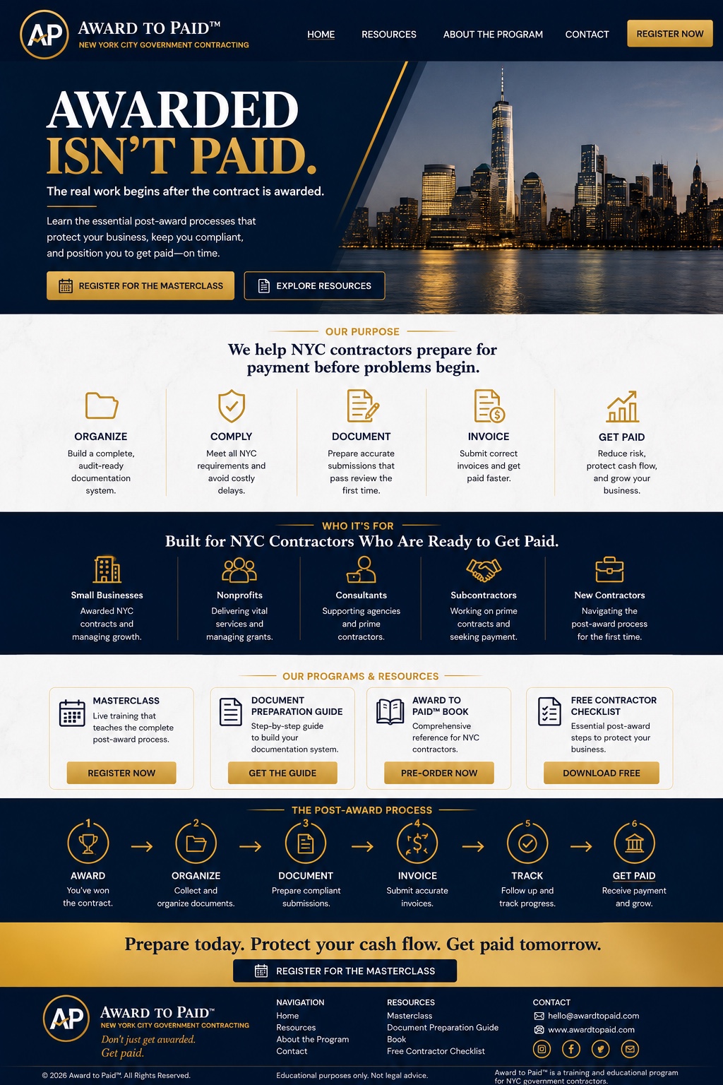 Award to Paid home page