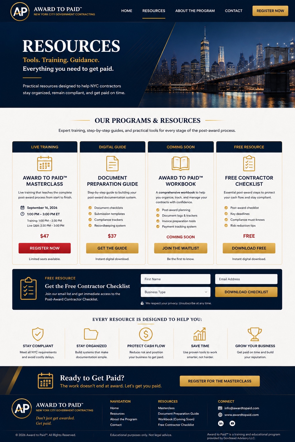 Training & Digital Products page